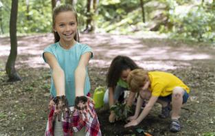 enfants jouant dans la foret