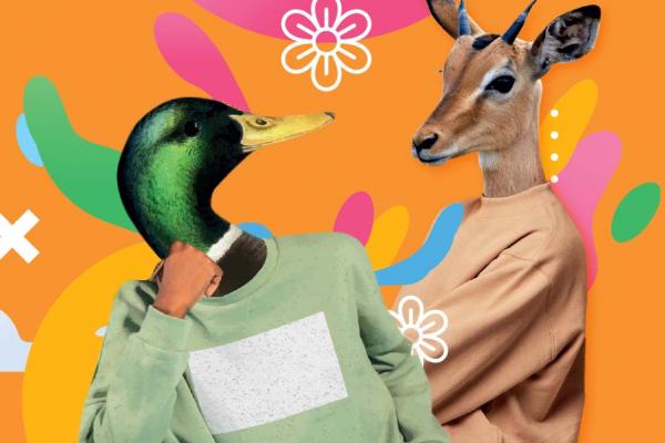humains avec tête de canard et biche