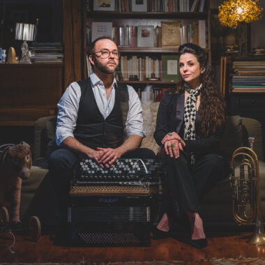 FRANCE - CLASSICAL MUSIC - PORTRAIT - MUSICIAN DUO - HELEN ESCRIVA BASS TRUMPET - PIERRE CUSSAC ACCORDION. Crédit photo : Maria Mosconi / Hans Lucas