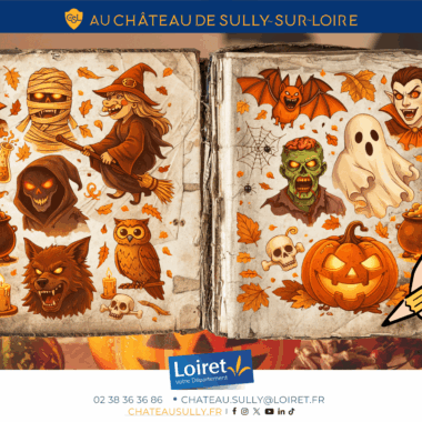 Visuels château de Sully-sur-Loire - 2026 - format site internet - livret jeux "Le bestiaire d'Halloween". Crédit photo : Département du Loiret / Johnatan Savarit