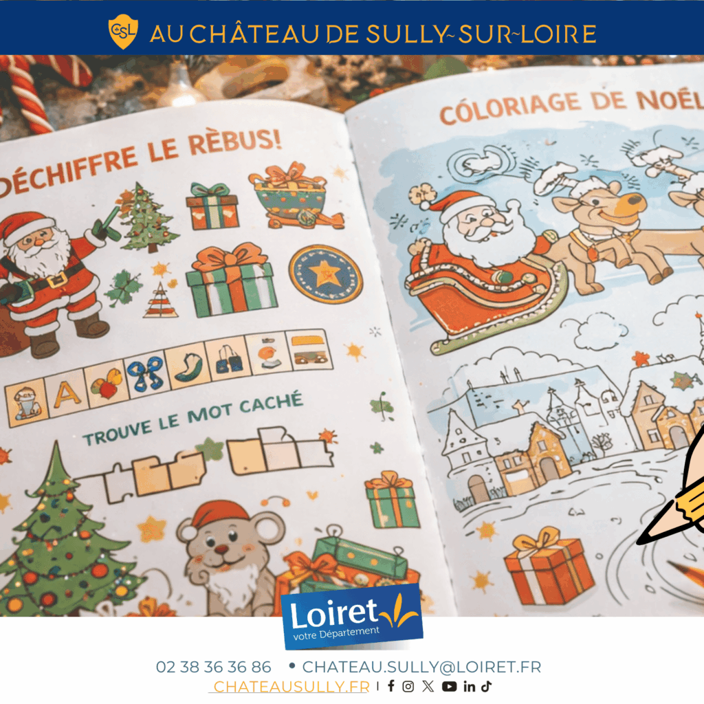 Visuels château de Sully-sur-Loire - 2026 - format site internet - livret jeux "la magie de Noël". Crédit photo : Département du Loiret / Johnatan Savarit
