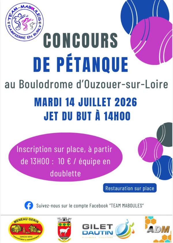 Concours de pétanque . Crédit photo : Facebook